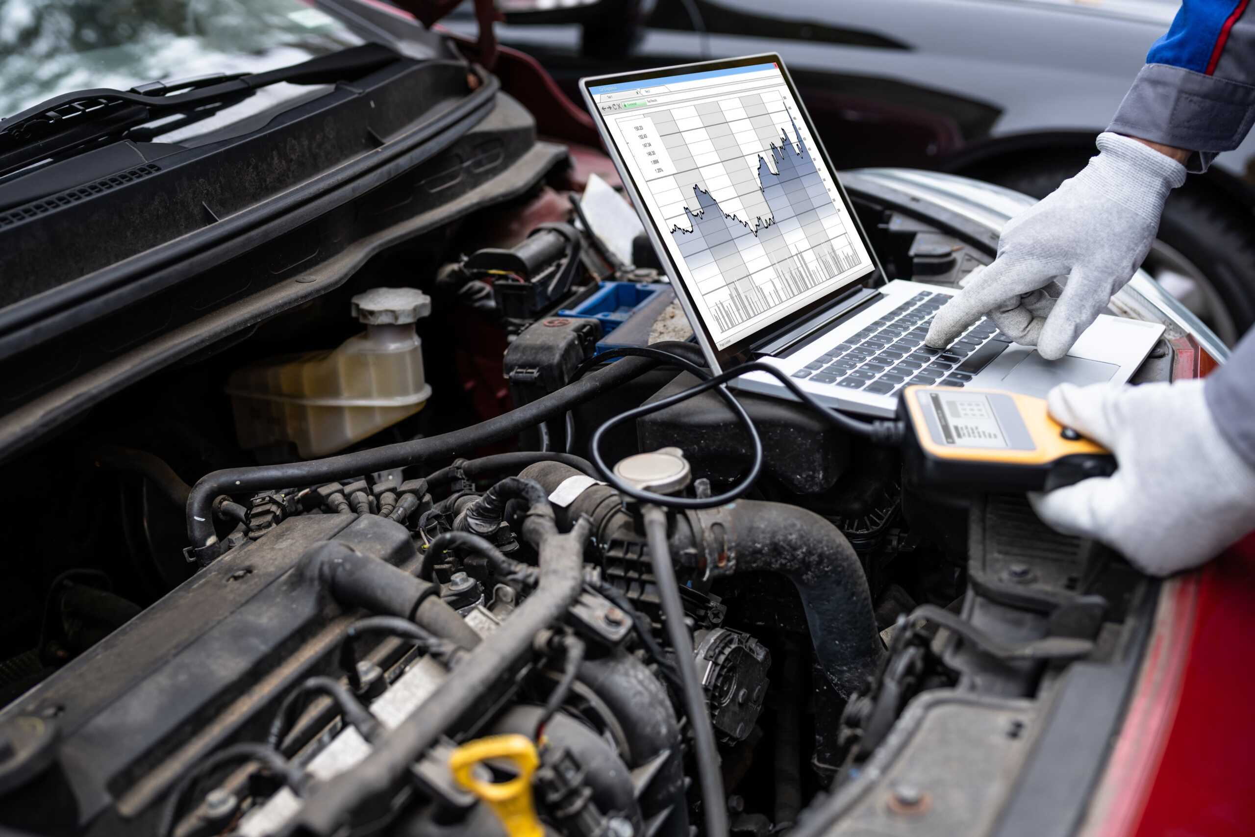 Vehicle diagnostics check on a car
